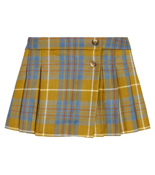 Bonpoint Talissa checked pleated wool skirt