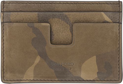 TOM FORD Khaki Camo Nubuck Classic Card Holder