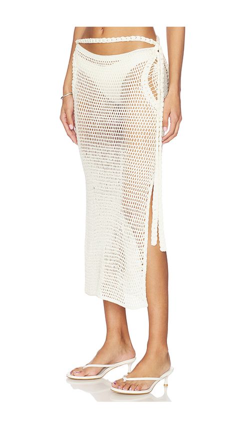 My Beachy Side Dune Hand-crocheted Maxi Skirt in Ivory. L. Also in
