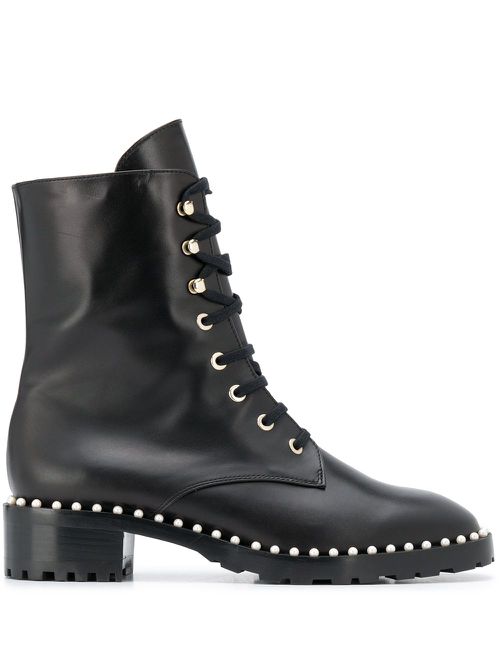 Lace-up studded boots - Black