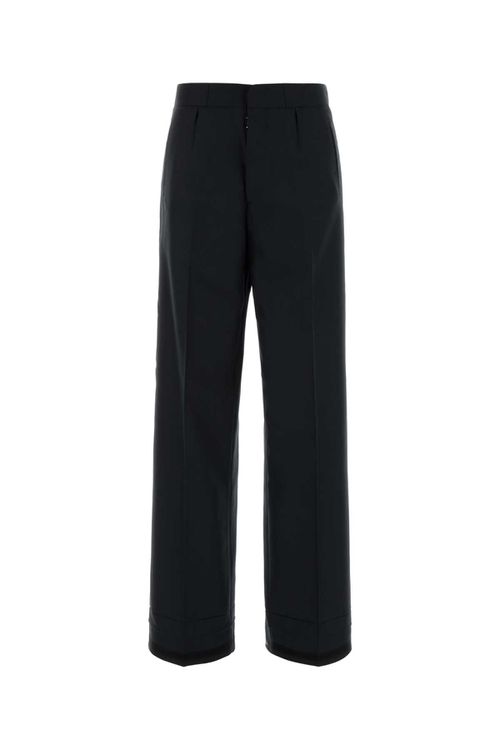 Black Wool And Polyester Wide-leg Pant