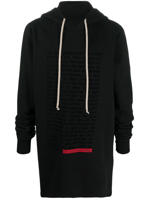 Text-print cotton hoodie - Black