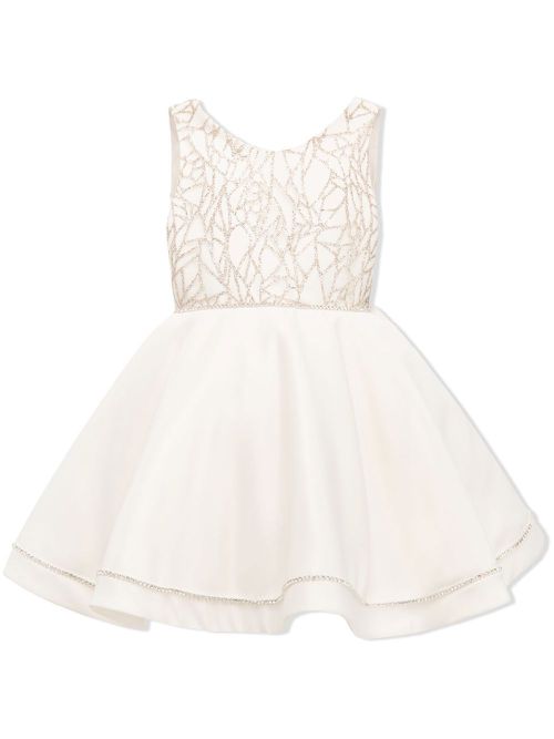 Rhinestone-embellished flared dress - White