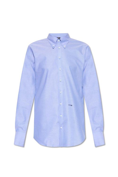 Logo-printed Long-sleeved Button-up Shirt