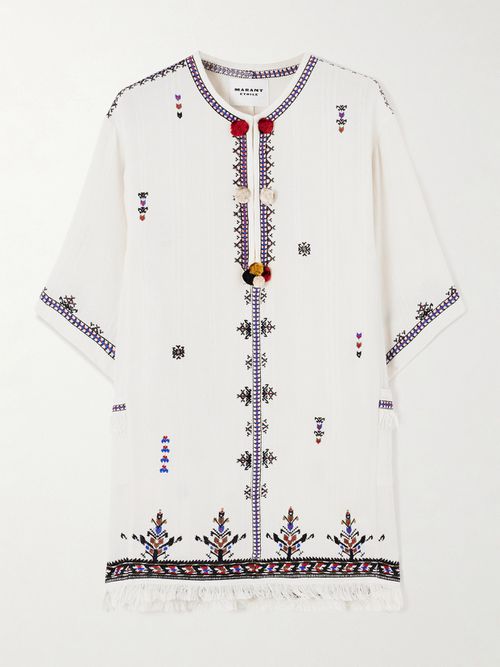 Kressy Embellished Embroidered Woven Tunic - Ecru