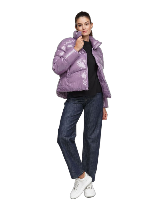 Quilted Puffer Down Jacket — Purple