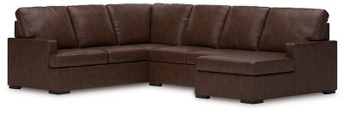 Modern Day 3-Piece Sectional with Chaise Leather, Coffee