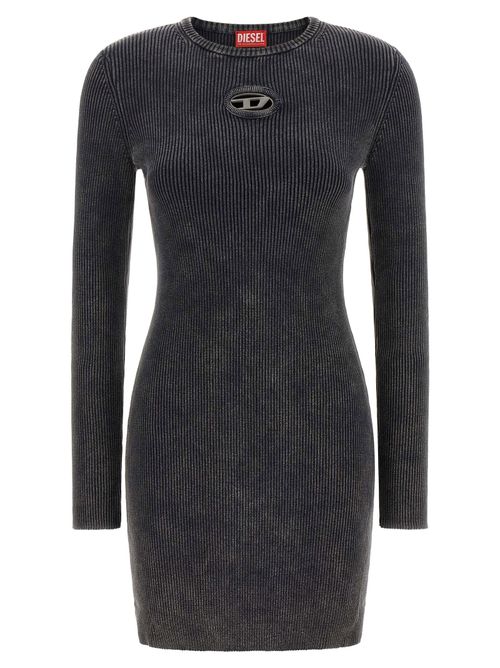 Ribbed Cotton Mini Dress — Black