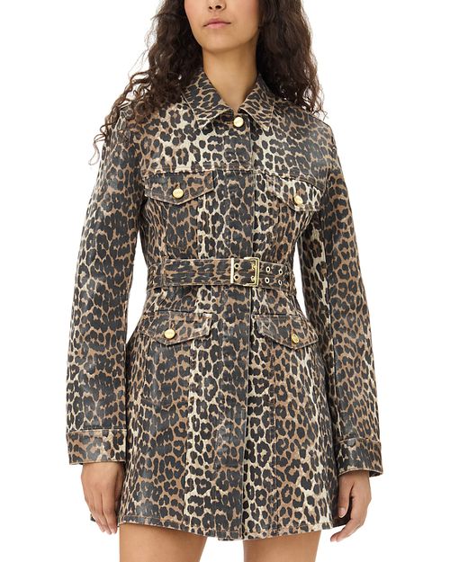 Leopard Print Foil Denim Dress