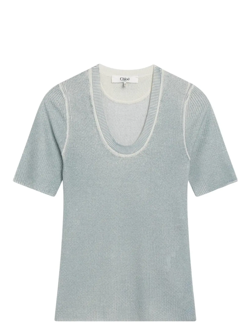 Ribbed Cotton Sweater — Blue