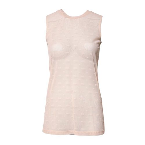 Logo-Embroidered Nylon Tank Top — Beige
