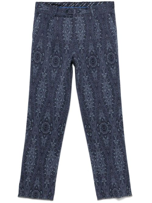 Patterned-jacquard trousers - Blue