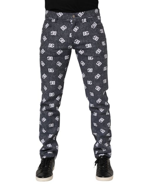 Logo-Print Denim Jeans — Gray