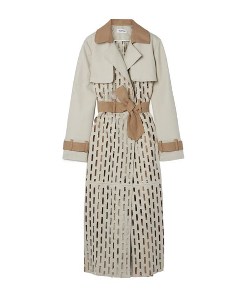 Cut-out pure cotton twill trench coat
