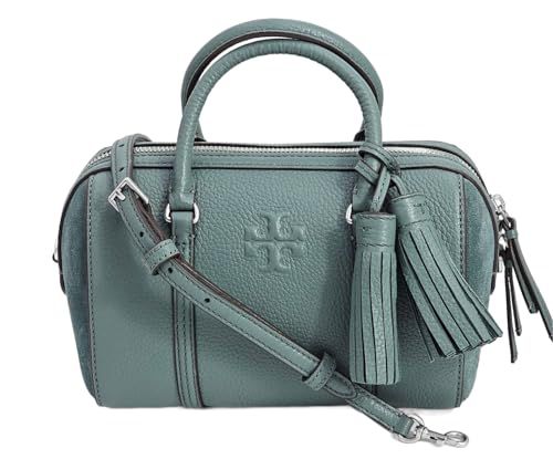 Tory Burch 149977 Thea Mixed Materials Arctic Green With Silver Hardware Leather/Suede Women's Mini Satchel Bag