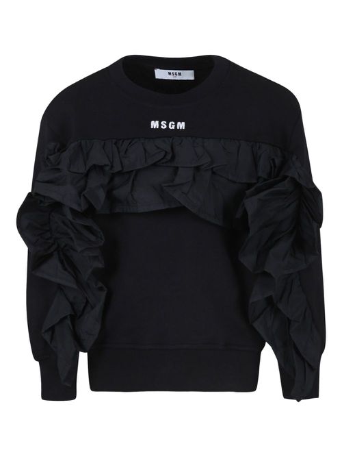 Ruffle-trim sweatshirt - Black