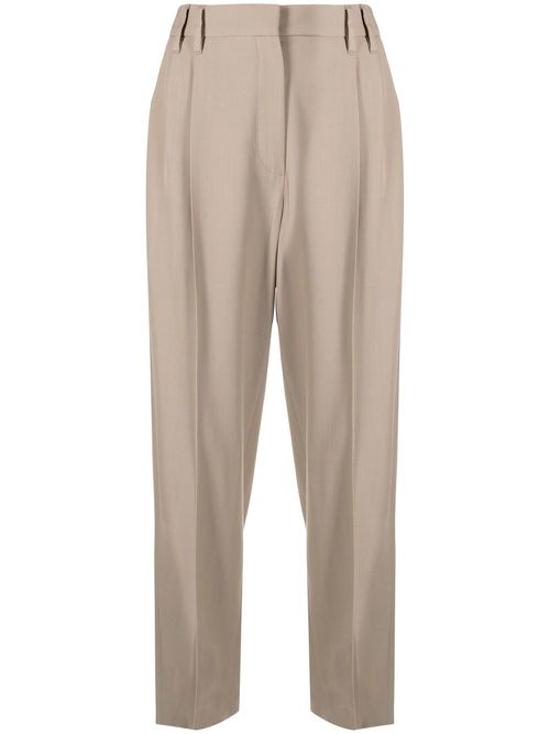 Tailored wool-blend trousers - Neutrals