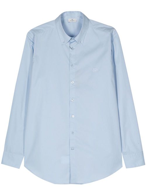 Pegaso-embroidered cotton shirt - Blue