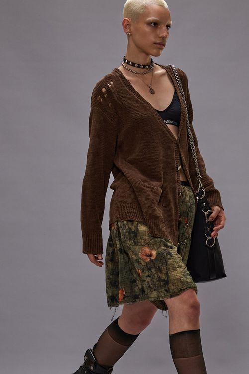 R13 Boyfriend Cardigan - Brown