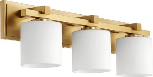 Quorum Transitional 3-Light Bathroom Vanity Light in Aged Bra