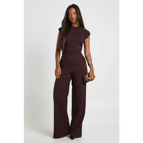Boohoo Women's Ruched Waist Wide Leg Jumpsuit in Chocolate