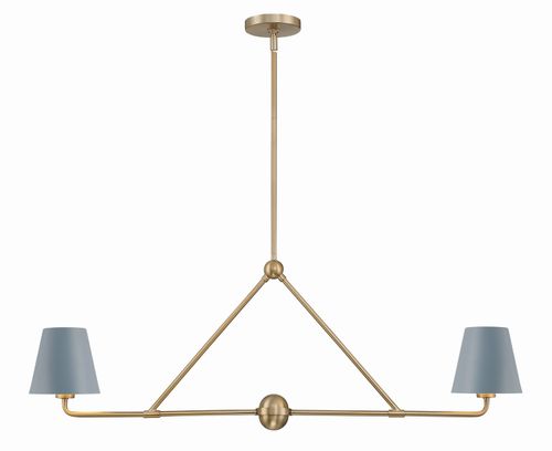 Xavier 2-Light Chandelier in Vibrant Gold with Blue