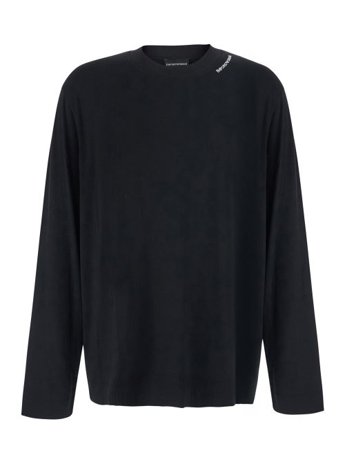 Modal and Silk Blend Long-Sleeve T-Shirt — Black