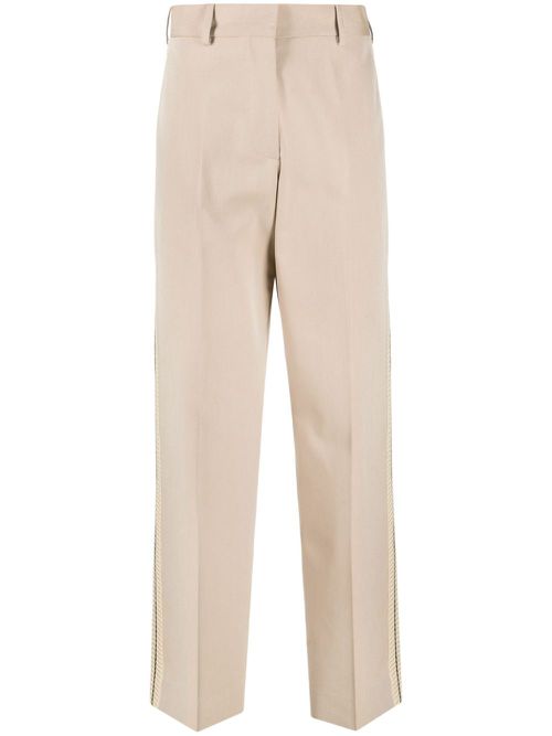 Crochet-stripe cotton trousers - Neutrals
