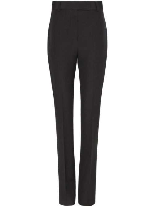 Pressed-crease virgin wool tailored trousers - Black