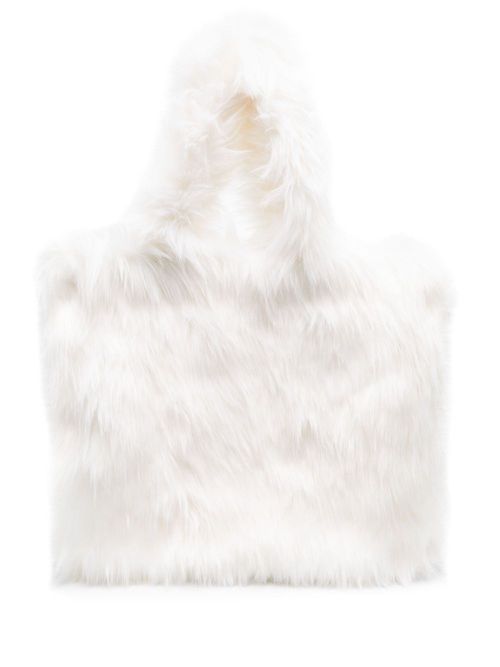 Faux-fur shoulder bag - White
