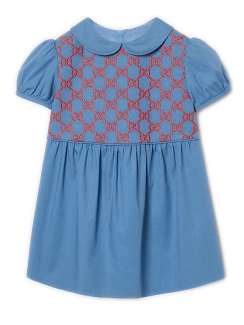 Mini Embroidered Dress with Tiered Skirt