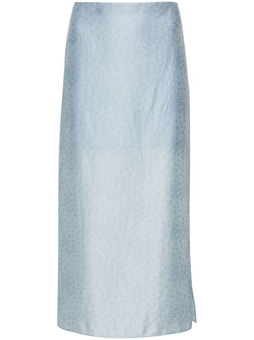 Graziela floral-embroidered skirt - Blue