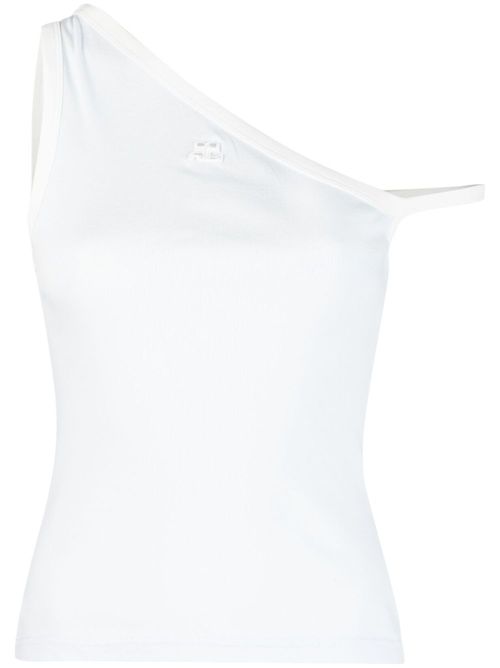 Logo-embroidered one-shoulder top - Blue