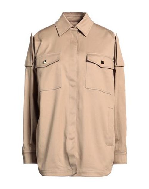 Woman Shirt Beige Size 10 Cotton, Elastane