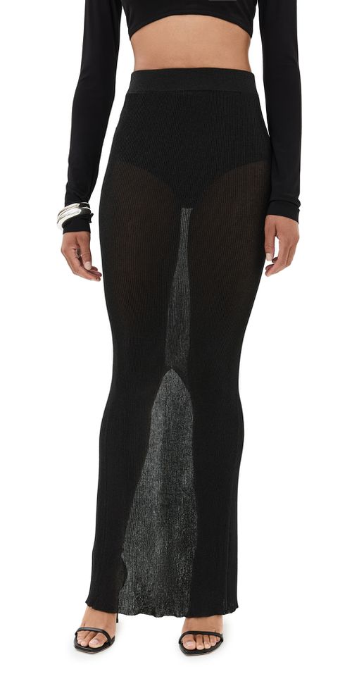 Knit Column Skirt Black