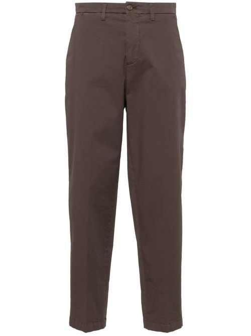 Cotton tapered-leg trousers - Brown