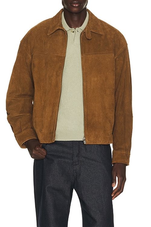 Le17Septembre Cow Suede Zip Blouson in Camel - Brown. 50 also