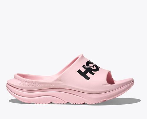 HOKA Ora Athletic Slide Shoes in Carnation/Black
