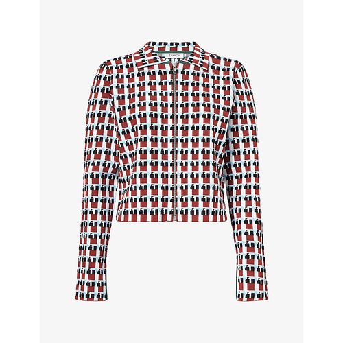Womens Sauve Geometric-Pattern Jersey Jacket