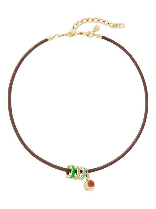 Leather charm necklace - Brown