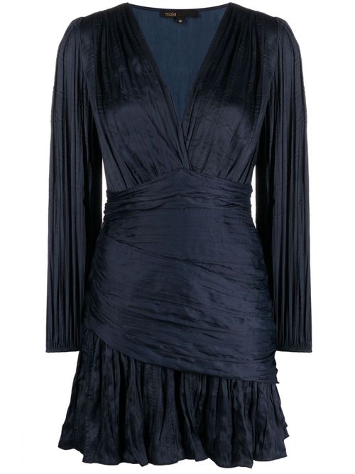 V-neck long-sleeve dress - Blue