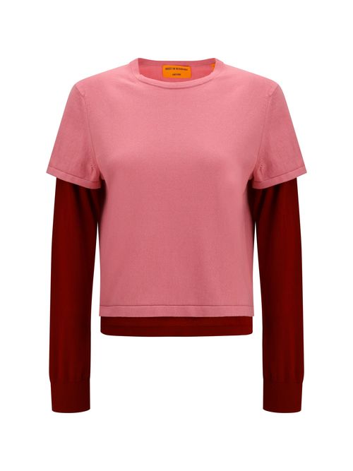 Layered Two-Tone Sweater — Pink