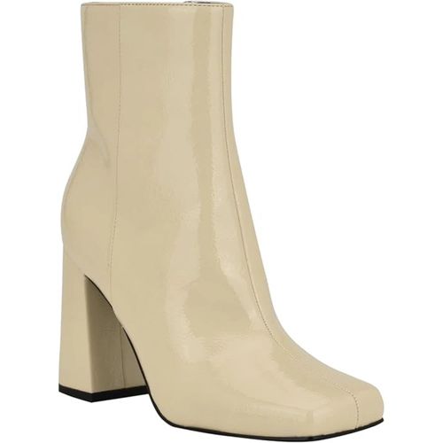 Spice Boots Women's Cream Patent Leather Square Toe Bootie LION134