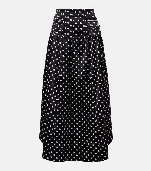 Polka-dot satin maxi skirt