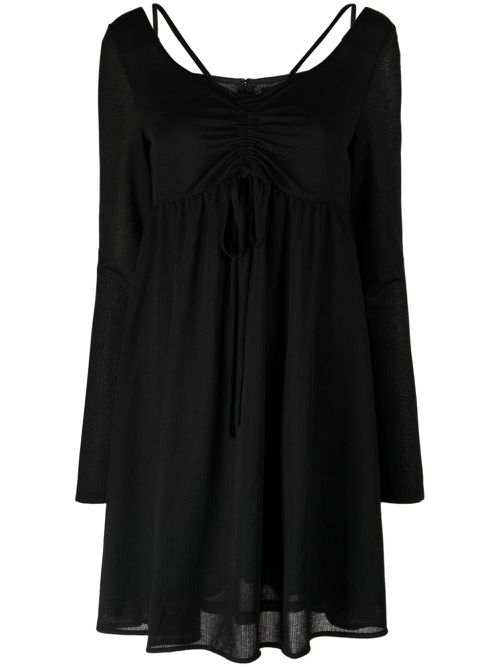 Ruched-detail long-sleeve minidress - Black