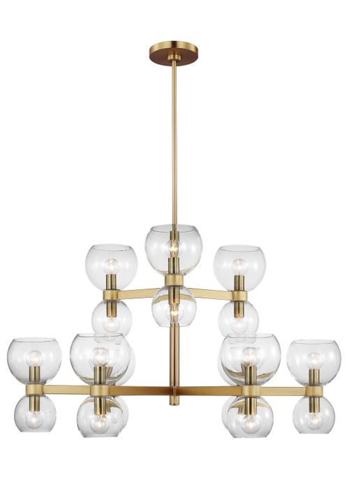 Visual Comfort Studio Londyn 18-Light Chandelier in Burnished Brass With Clear Glass by Kate Spade New York