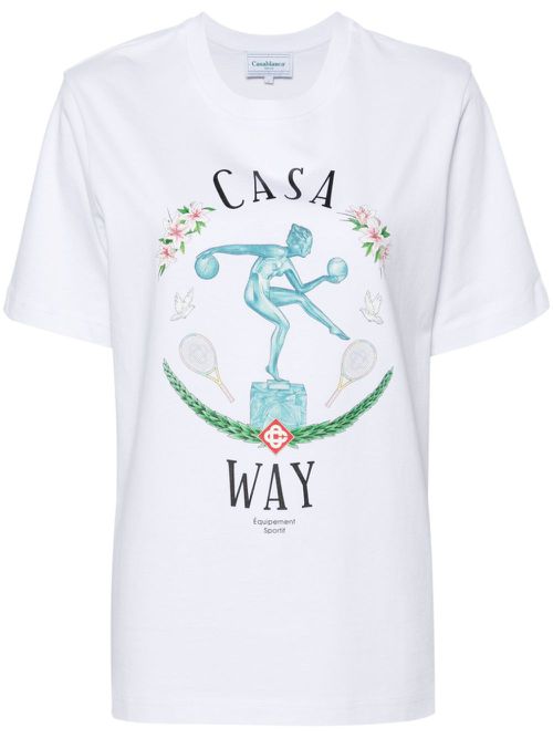 Statue En Marbre-print cotton T-shirt - White