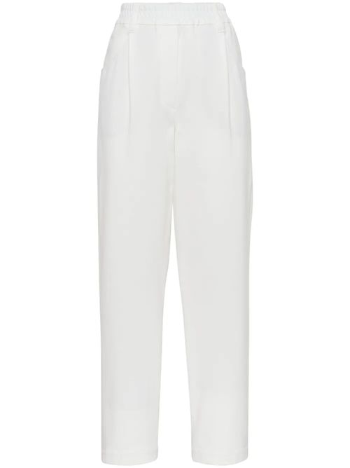 Tapered Cropped Trousers — White
