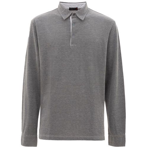 Long-Sleeve Cotton Polo — Gray