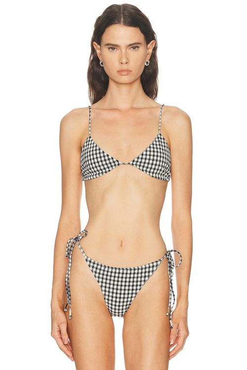 Juillet BIKINI-OBERTEIL ELSA in Tuxedo Plaid - Black,White. M also in L